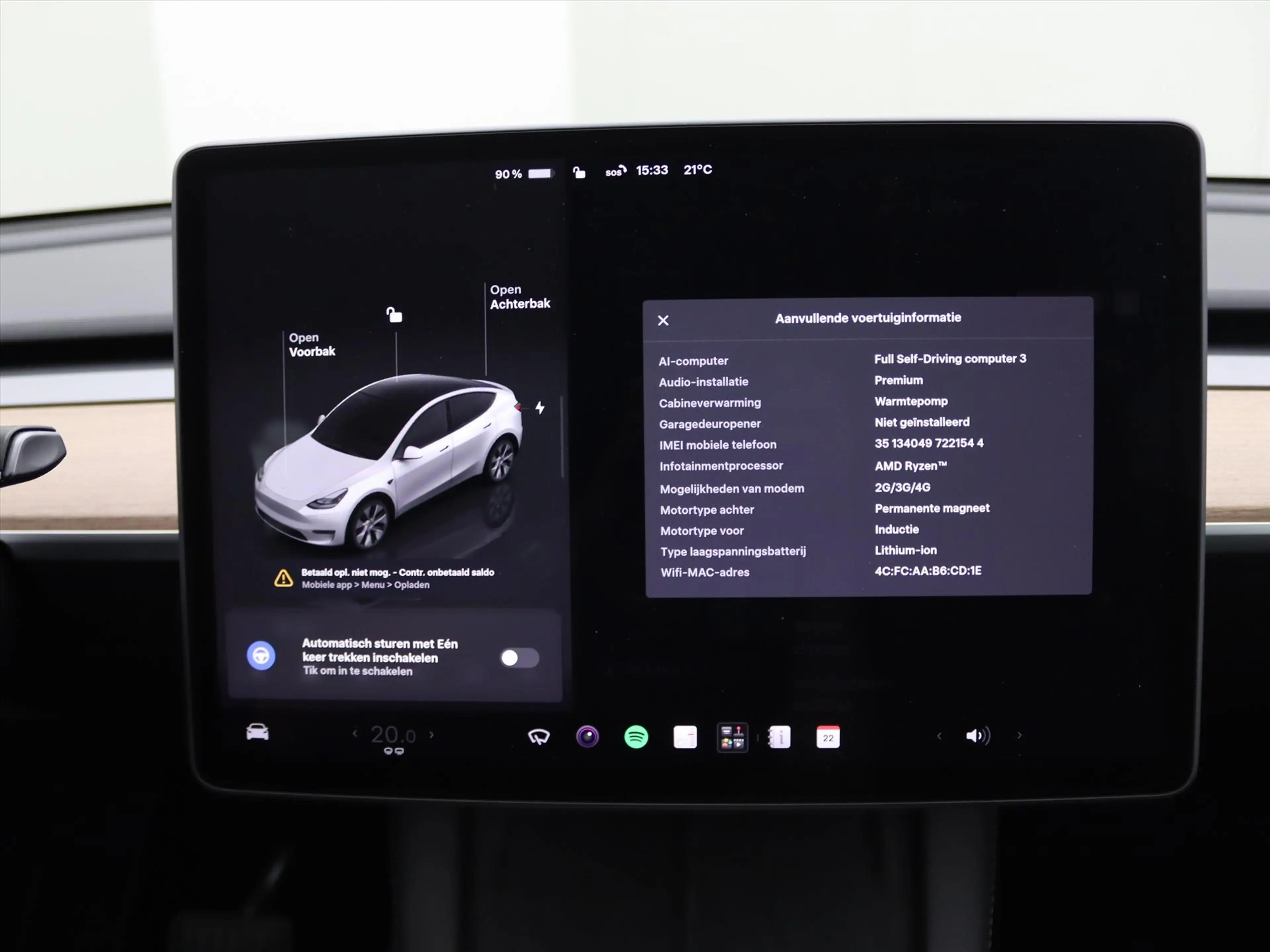 Tesla Model Y Long Range RWD 75kWh 299pk 94.5% SoH [ AMD RYZEN+A — photo 33