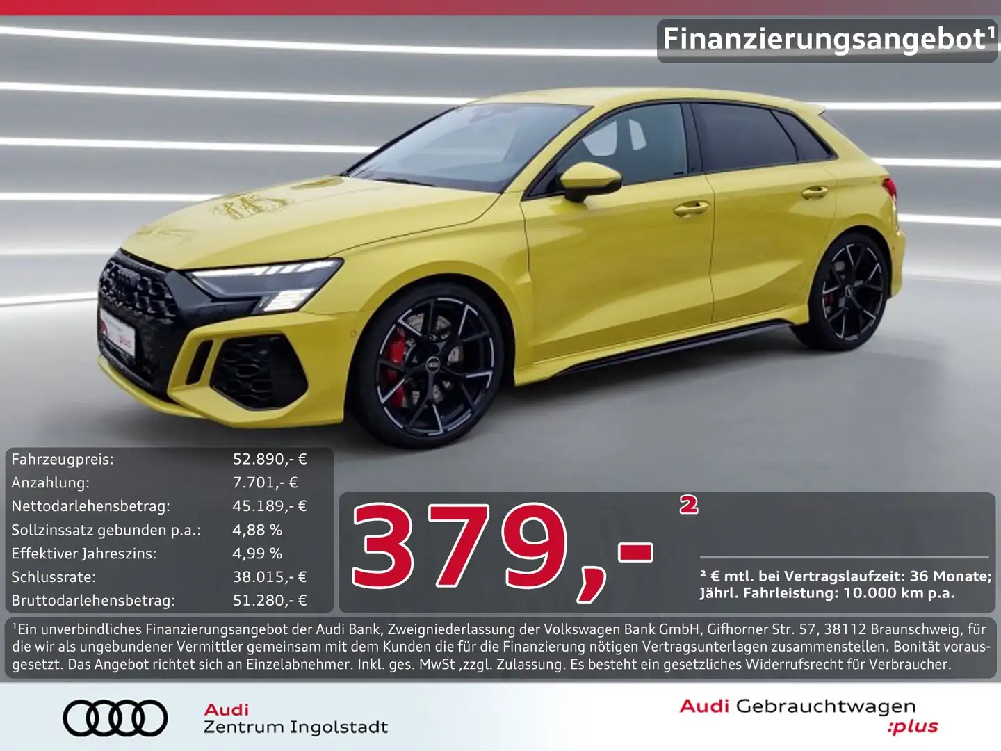 Audi RS3 Sportback MATRIX RS-AGA HuD B&O 280km/h Kam. Gelb - 1