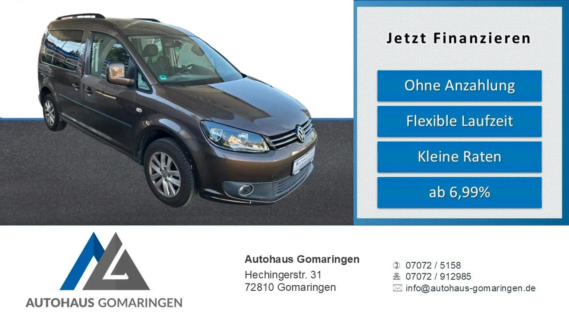 Volkswagen Caddy Kombi *Klima*1.Hand*SHZ*PDC*Scheckheft Braun - 1