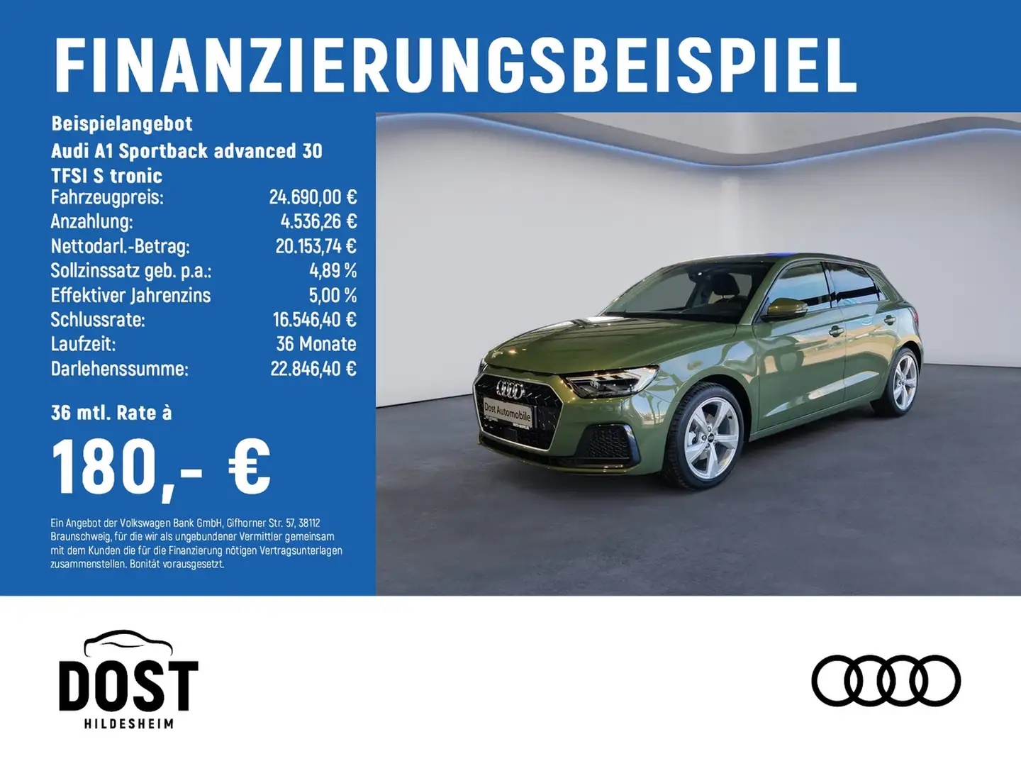 Audi A1 Sportback advanced 30 TFSI S tronic LED+NAVI Groen - 2