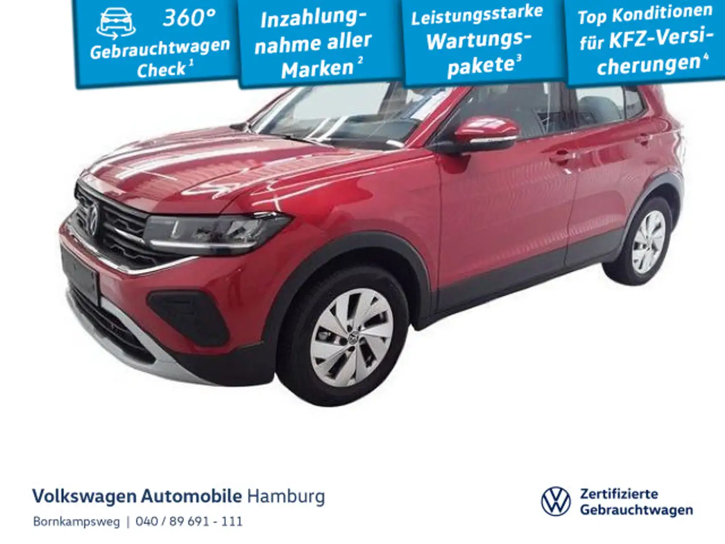 Volkswagen T-Cross 1.0 TSI Life Navi Rear View AppConnect Rot - 1