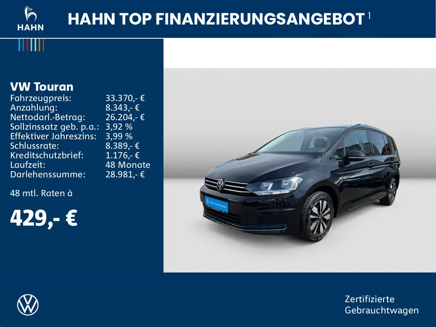 Volkswagen Touran 1.5TSI DSG Move 7-Sitzer ACC Navi Sitzh C Noir - 2