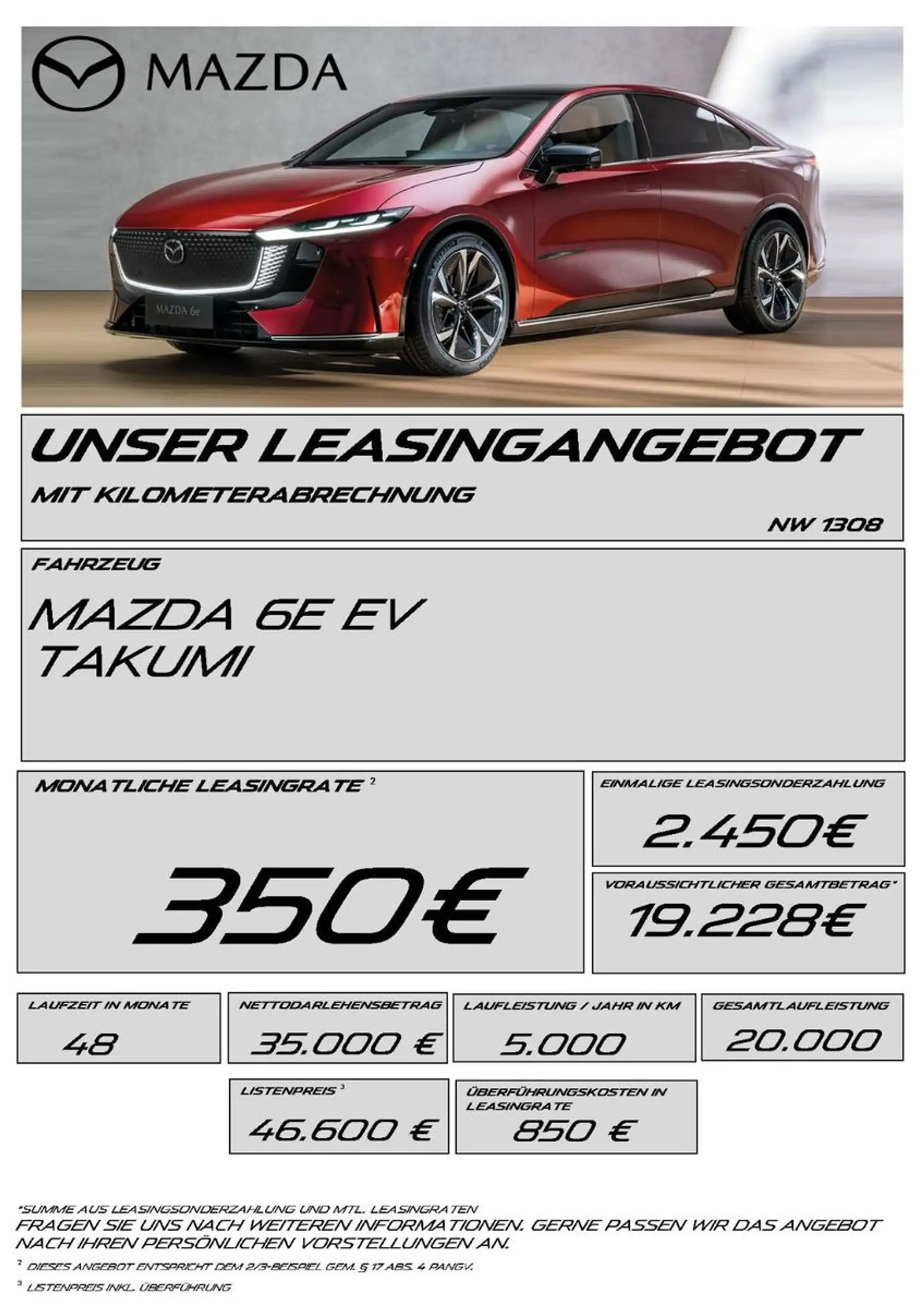 Mazda 6e EV Elektro Heckantrieb Takumi