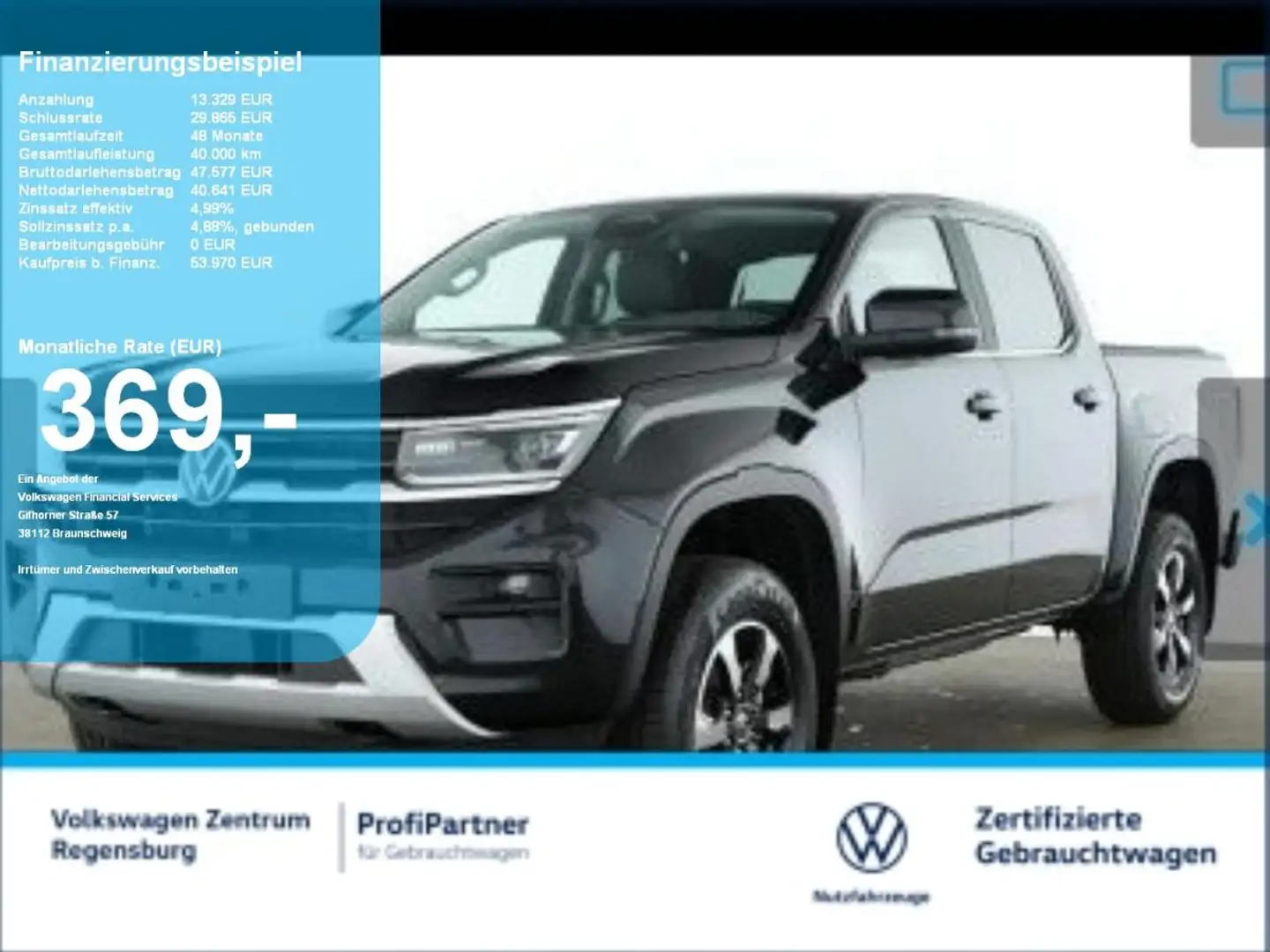 Volkswagen Amarok DoubleCab Style LED AHK PDC RK SHZ SpurH Schwarz - 1