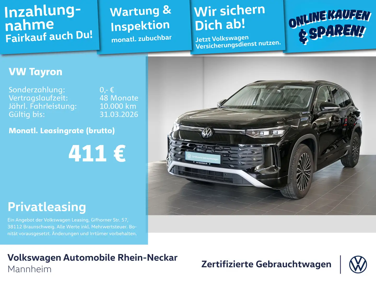 Volkswagen Tayron 1.5 eTSI Life DSG 7-Sitzer Navi AHK Kamer Noir - 1