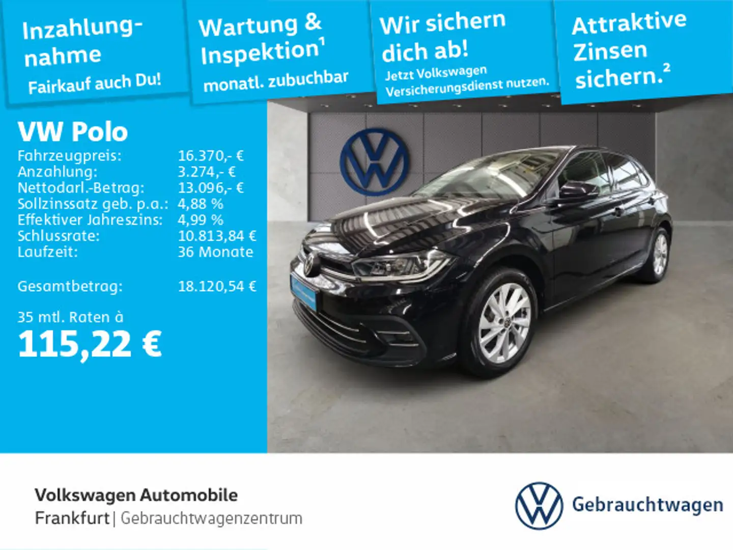 Volkswagen Polo 1.0 TSI Style Navi IQ.Light DAB+ FrontAssis Schwarz - 1