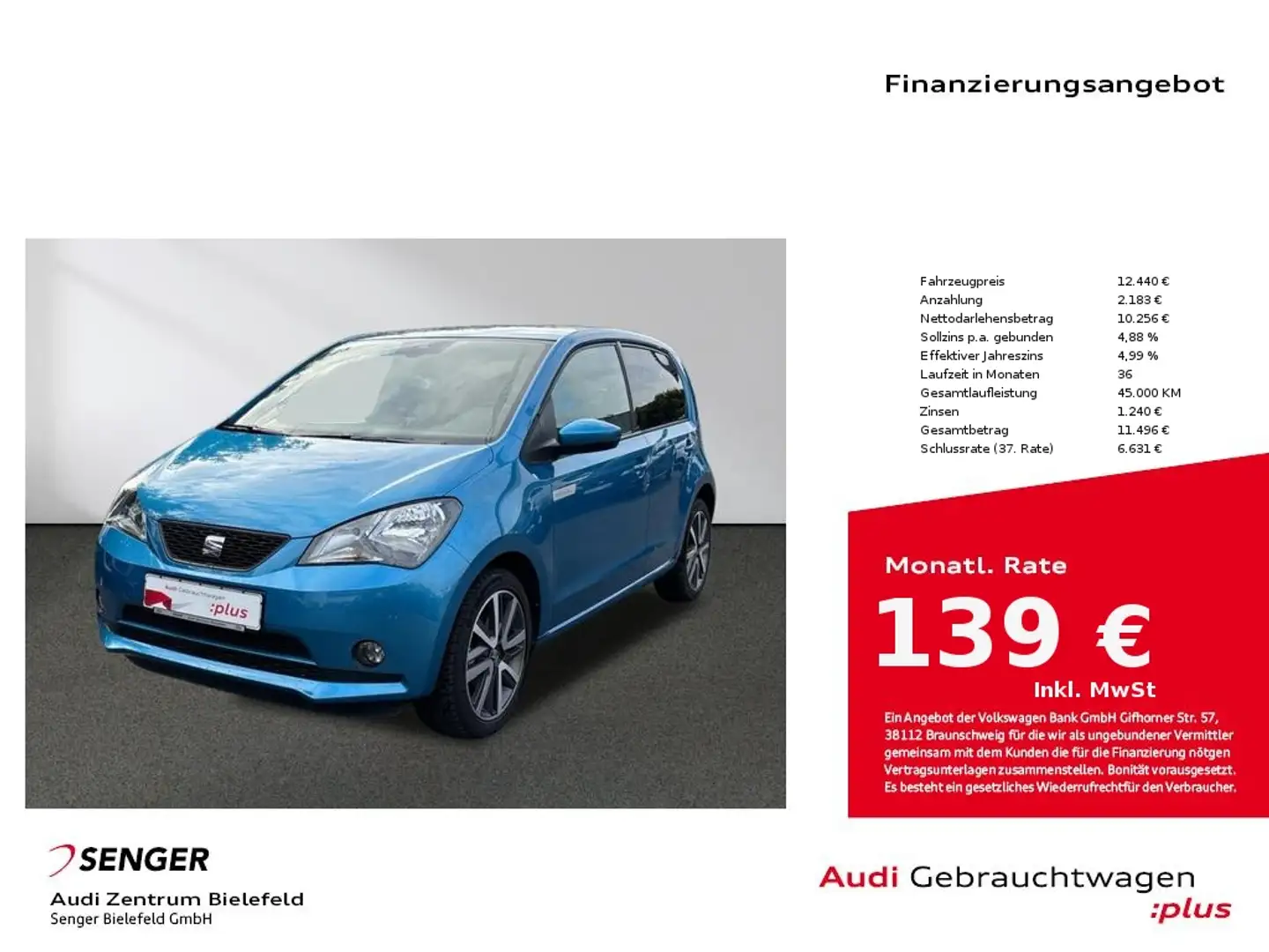SEAT Mii Easy Flex Paket Remote Services Seat Connect Blau - 1