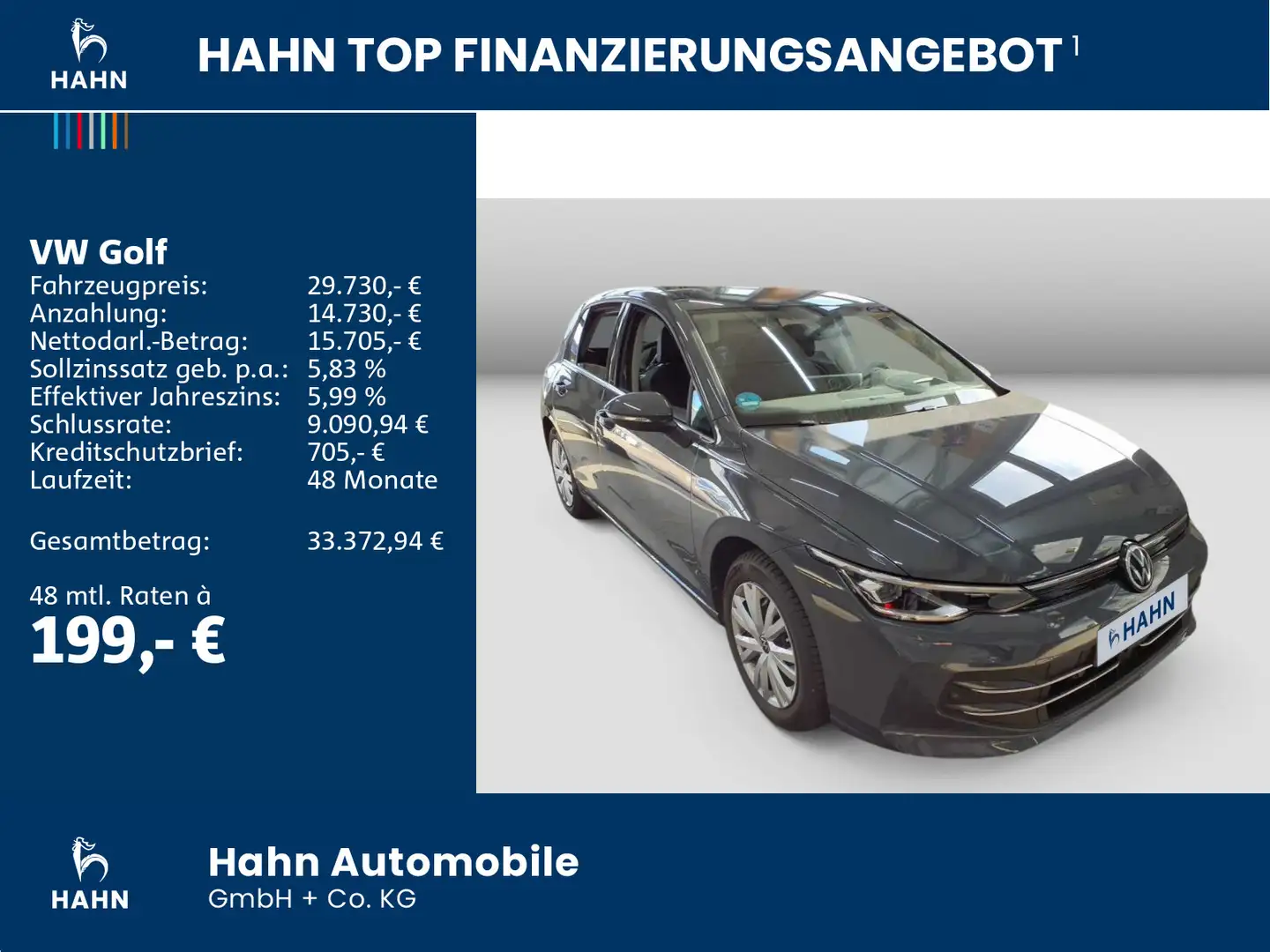 Volkswagen Golf VIII 1.5eTSI DSG Style AHK Cam HuD LED+ Nav Grau - 2