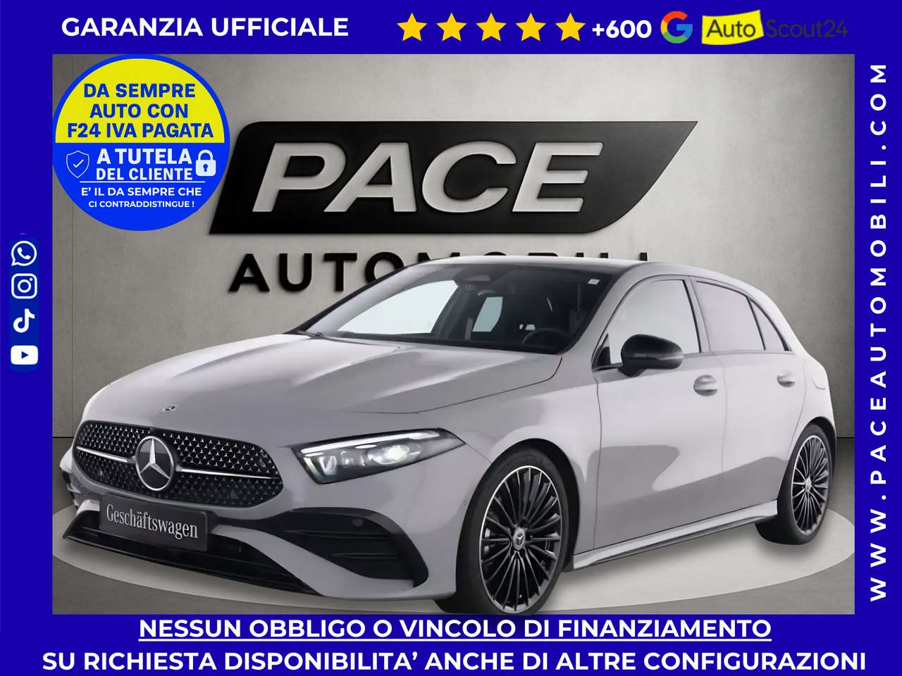 Mercedes-Benz A 180 i NIGHT AMG PREMIUM PLUS TETTO LED 64 KAMERA 19"