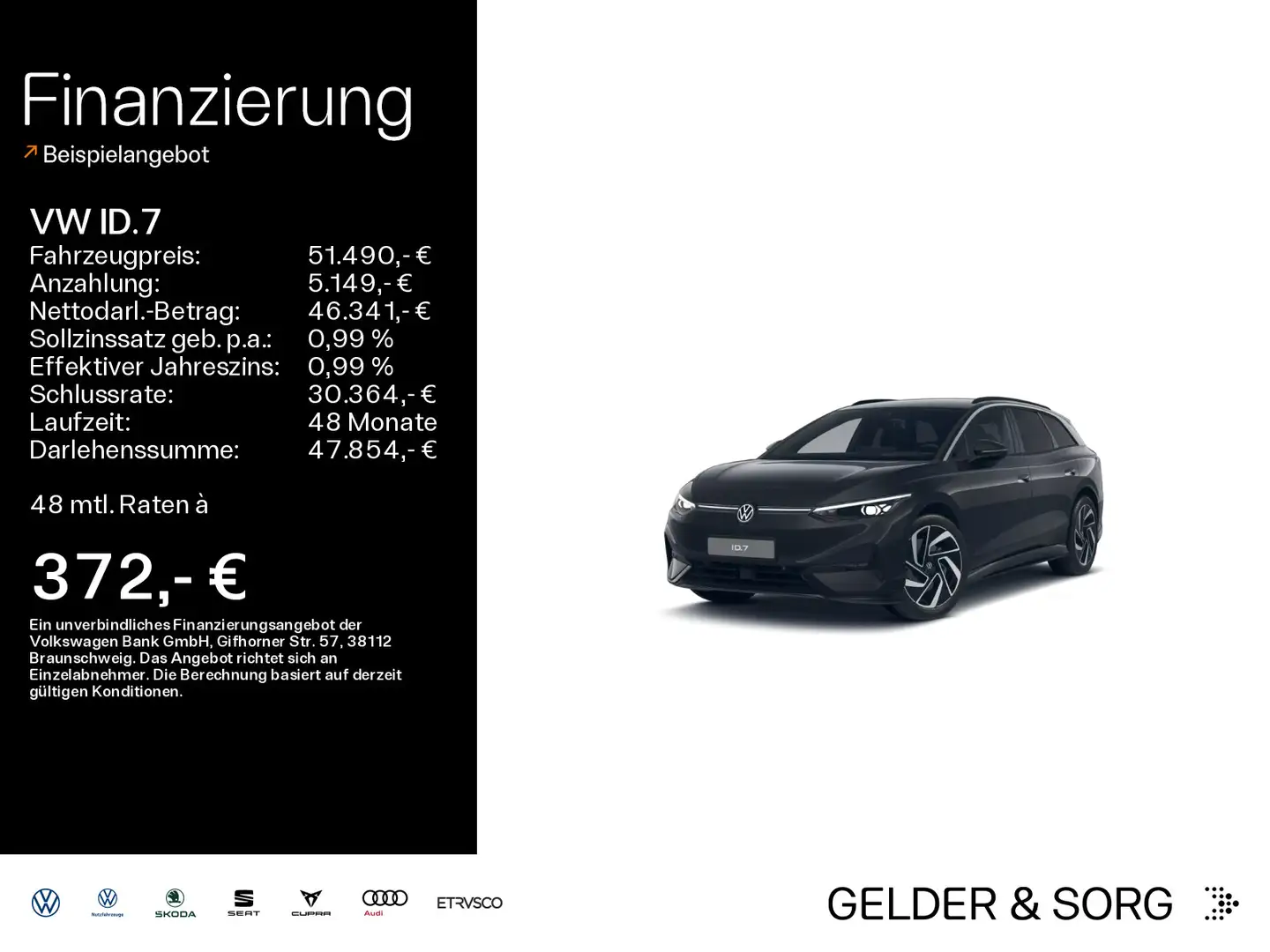 Volkswagen ID.7 Tourer Pro Matrix*AHK*HuD*Massage*Navi*ACC Schwarz - 1
