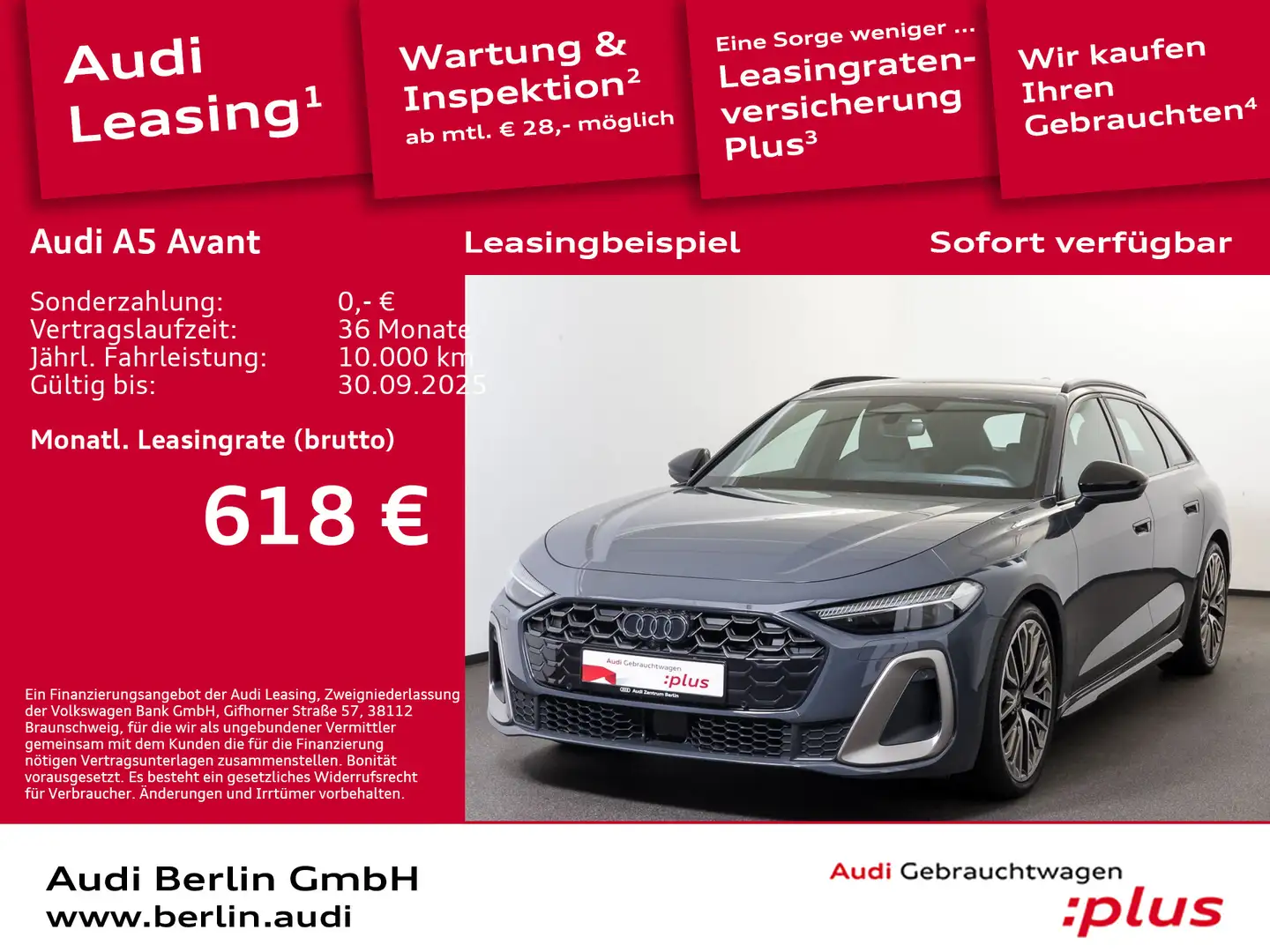 Audi A5 TFSI qu.S tr. MATRIX 360 VIRTUAL Grau - 1