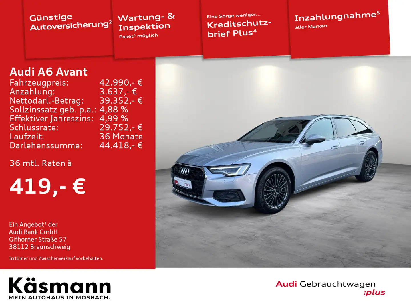 Audi A6 40TDI AHK KAM LED TOUR-PAKET 18" Silber - 1