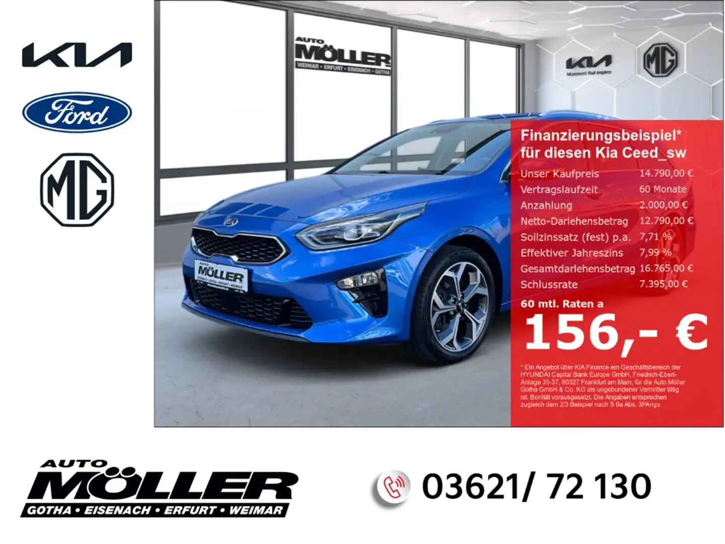 Kia Ceed SW / cee'd SW 1.6 CRDi Spirit Navi LED El.Heckklappe JBL Blauw - 1