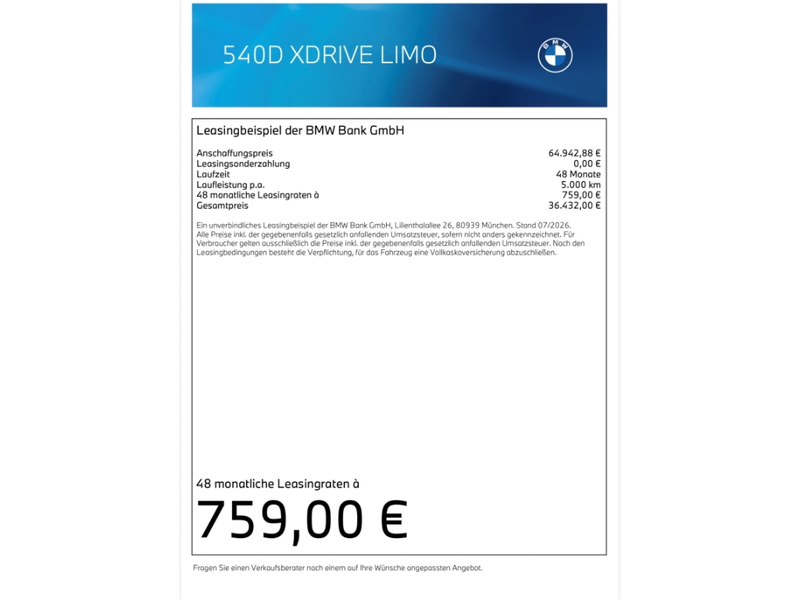 BMW 540 d xDrive Limousine A Sportpaket HUD El. Panodach P — photo 4