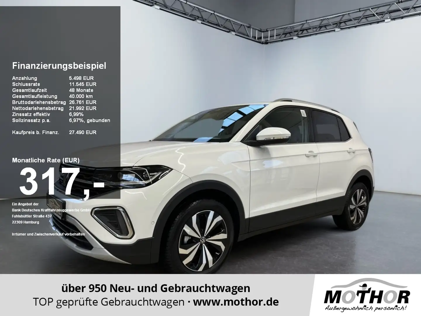 Volkswagen T-Cross Style 1.0 TSI DSG Matrix-LED-Scheinwerfer Weiß - 1
