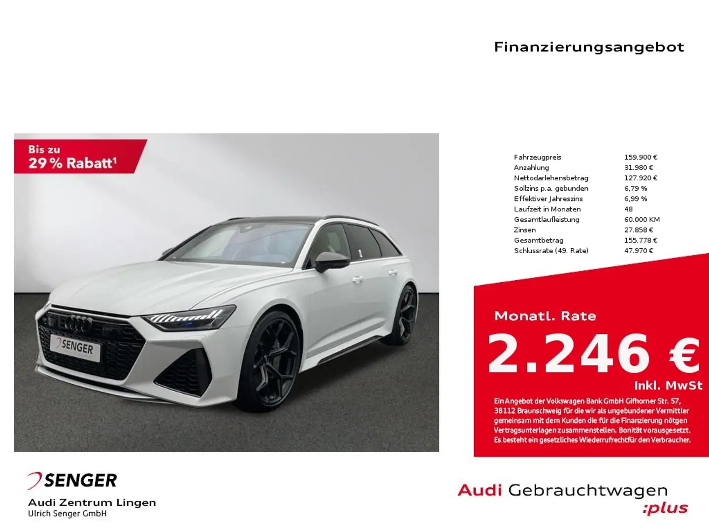 Audi RS6 Avant performance RS Dynamik-Paket plus Navi Weiß - 1