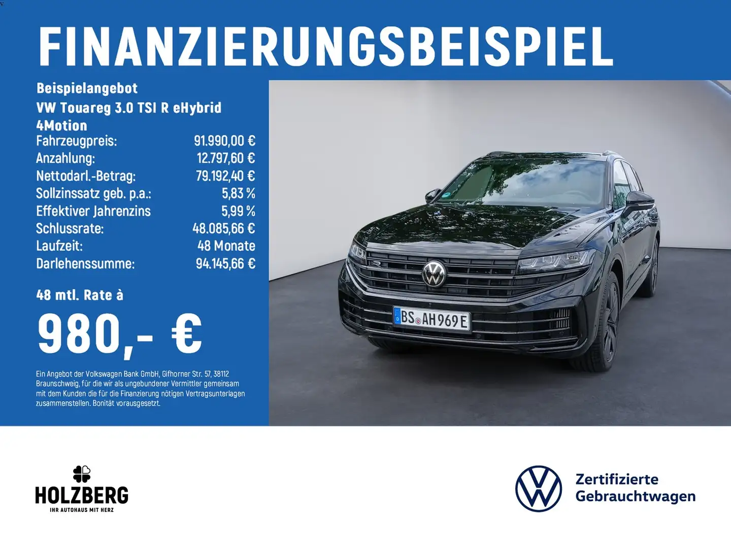 Volkswagen Touareg 3.0 TSI R eHybrid 4Motion LUFT+DYNAUDIO+AHK Schwarz - 2