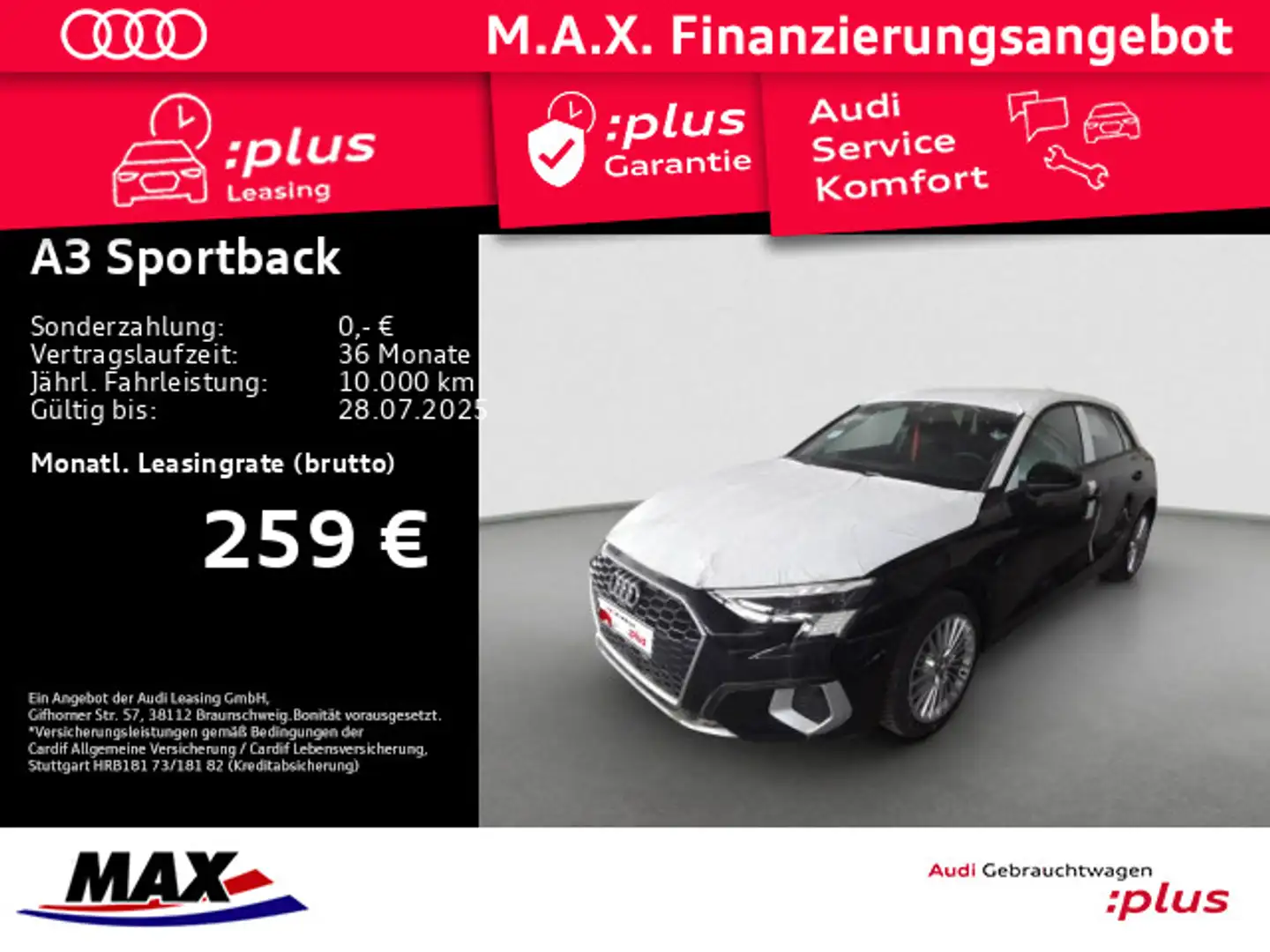 Audi A3 35 TFSI ADVANCED MATRIX+NAV+PDC+ALU Schwarz - 1
