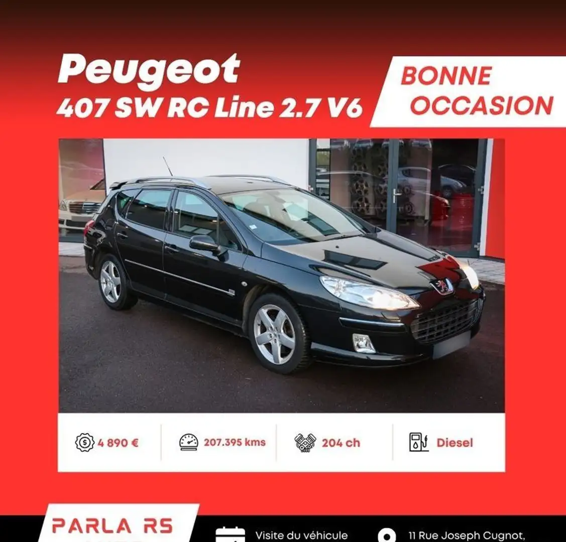 Peugeot 407 RC Line 2.7 HDi V6 204ch boîte automatique Noir - 1