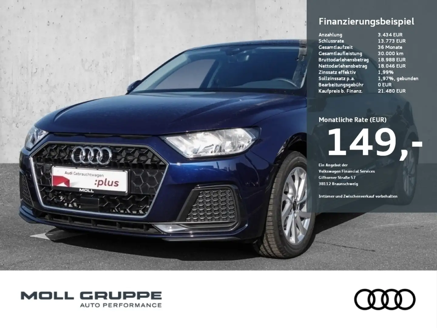 Audi A1 Sportback 25 TFSI S tronic Advanced LM PDC Blu/Azzurro - 1