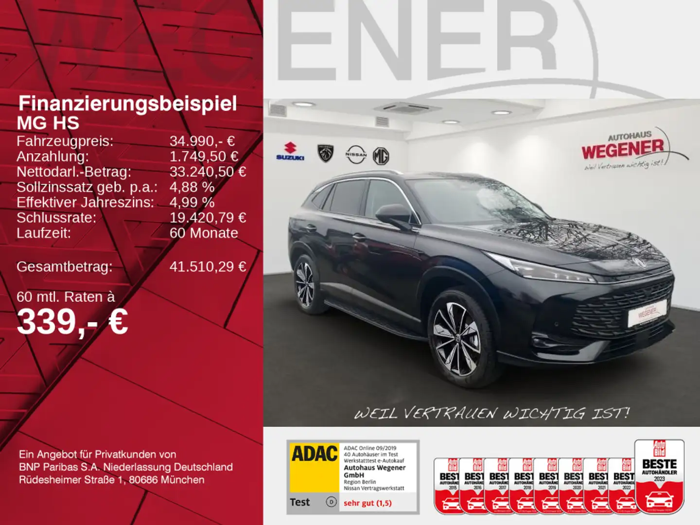 MG HS PHEV Luxury Gewerbe u Schwerbehind GdB min50% Schwarz - 2