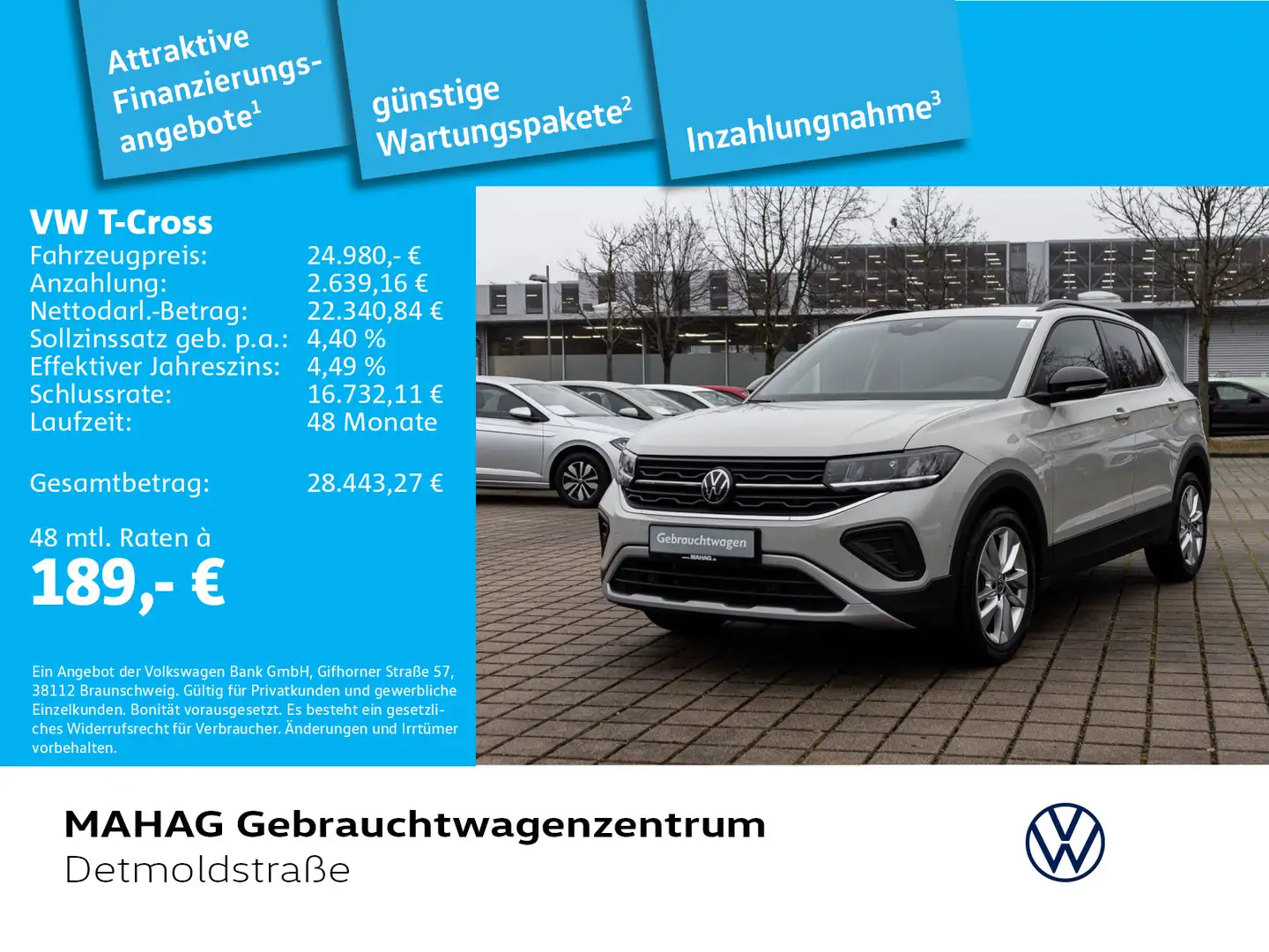 Volkswagen T-Cross 1.0 TSI GOAL AHK LED Navi ParkAssist App Grau - 1