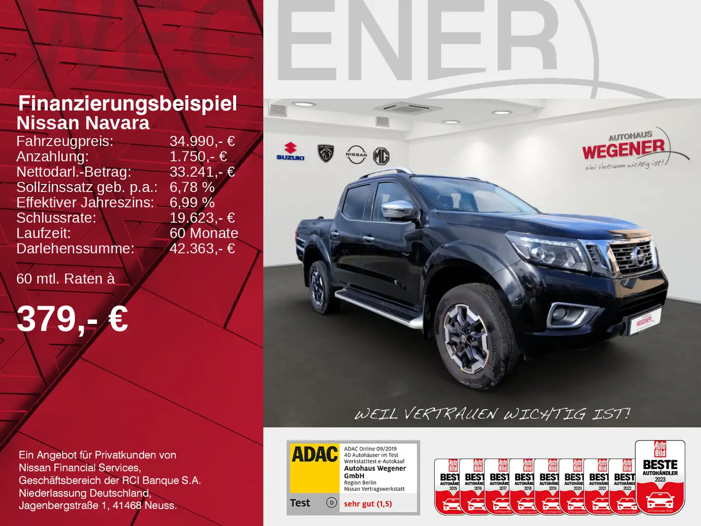 Nissan Navara NAVARA TEKNA AUTOMATIK LED+Leder+Schiebed.+Navi+ Schwarz - 2