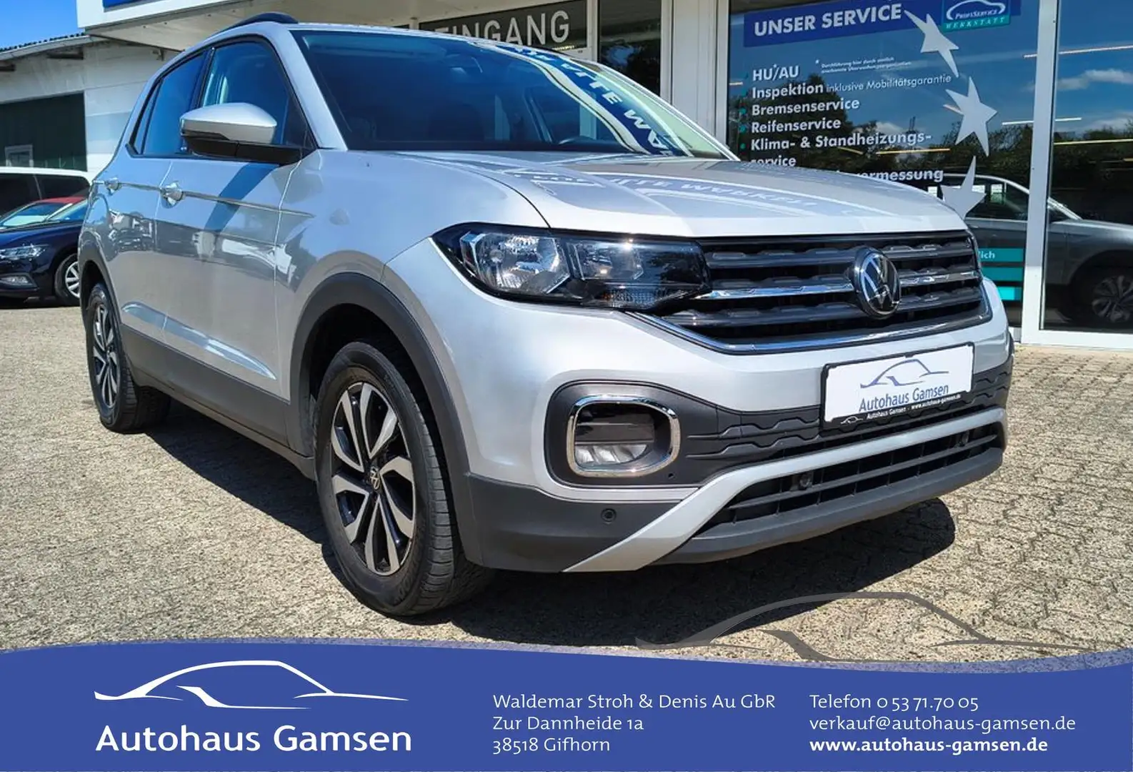 Volkswagen T-Cross 1.0 TSI Active NWGar/AHK/Navi/Alu/Winter Zilver - 1