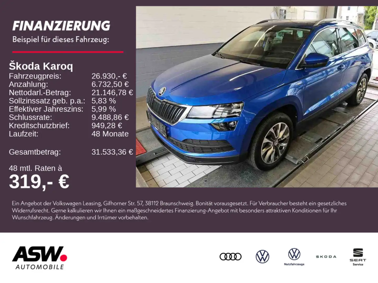 Skoda Karoq Clever 1.5TSI DSG LED Nav RFK PANO ACC AHK Blau - 1