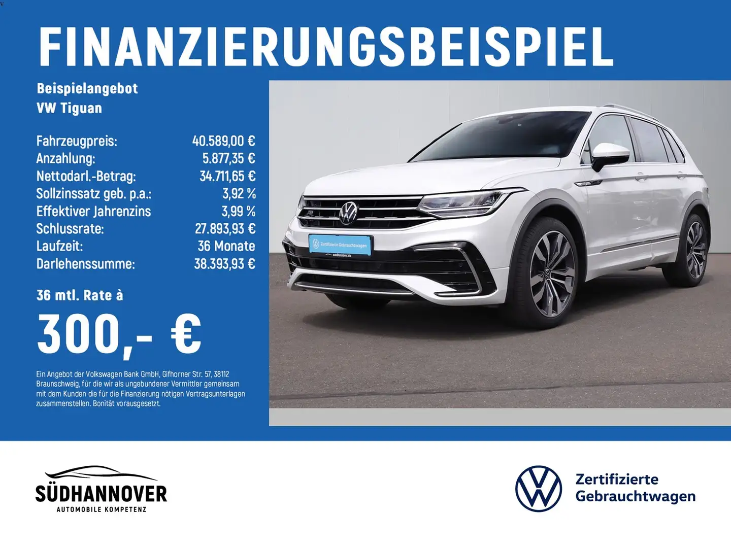 Volkswagen Tiguan R-Line 1.5 TSI DSG AHK+NAVI+STANDH.+PANO Weiß - 2