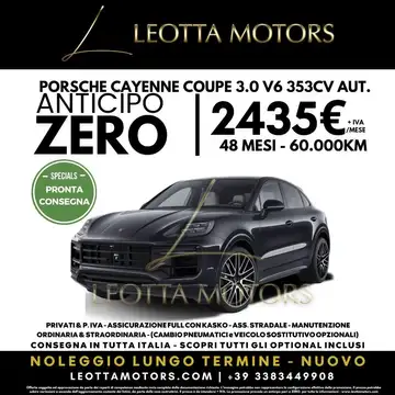 Nuova PORSCHE Cayenne Coupe 3.0 V6 353Cv Noleggio Lungo Termine Benzina