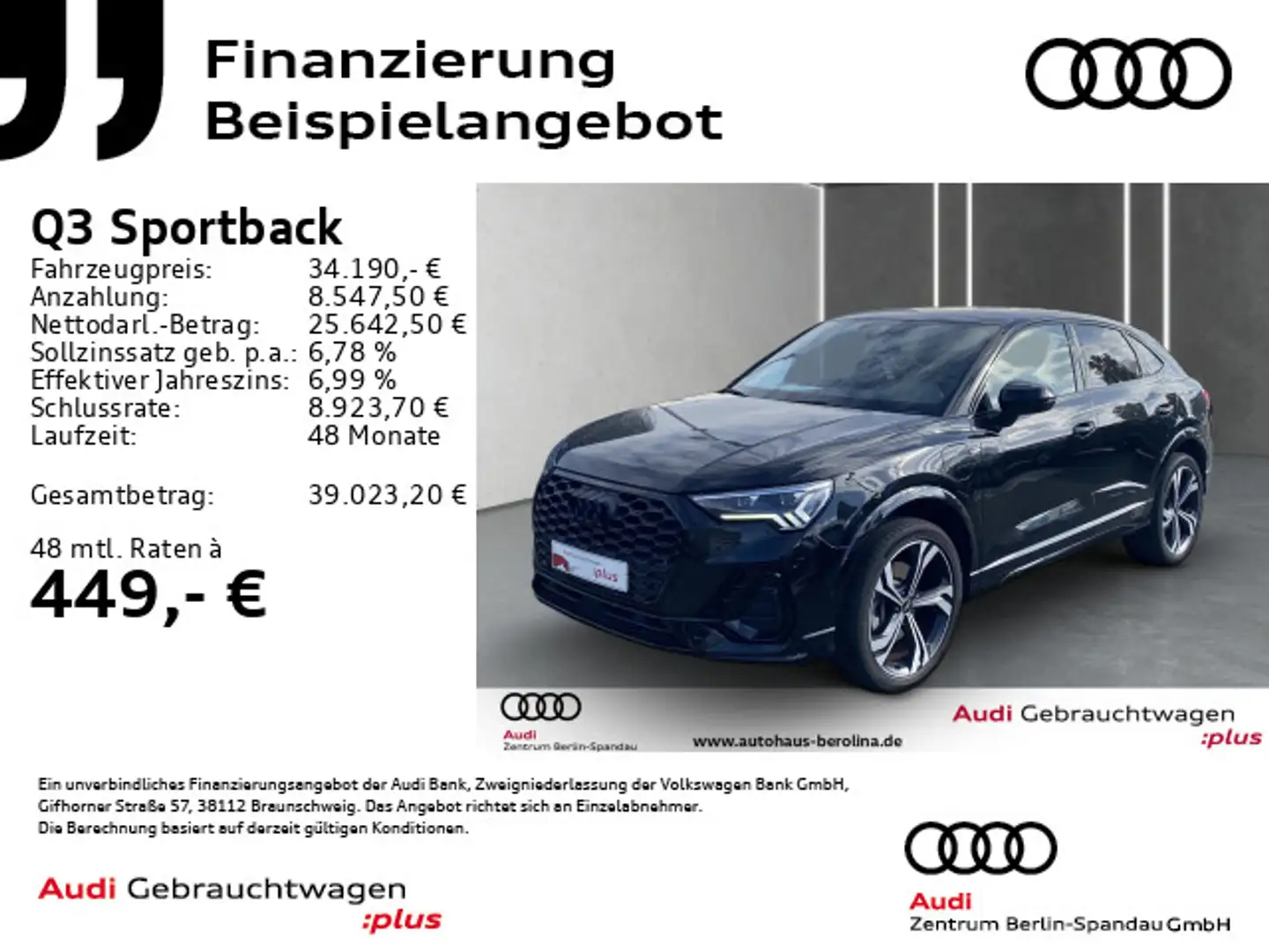 Audi Q3 45 TFSI e S line S tronic *MATRIX* Noir - 1