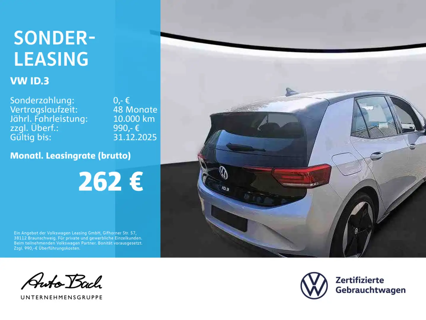 Volkswagen ID.3 Pure Performance, Navi, LED, Klima, App-Con Silber - 2
