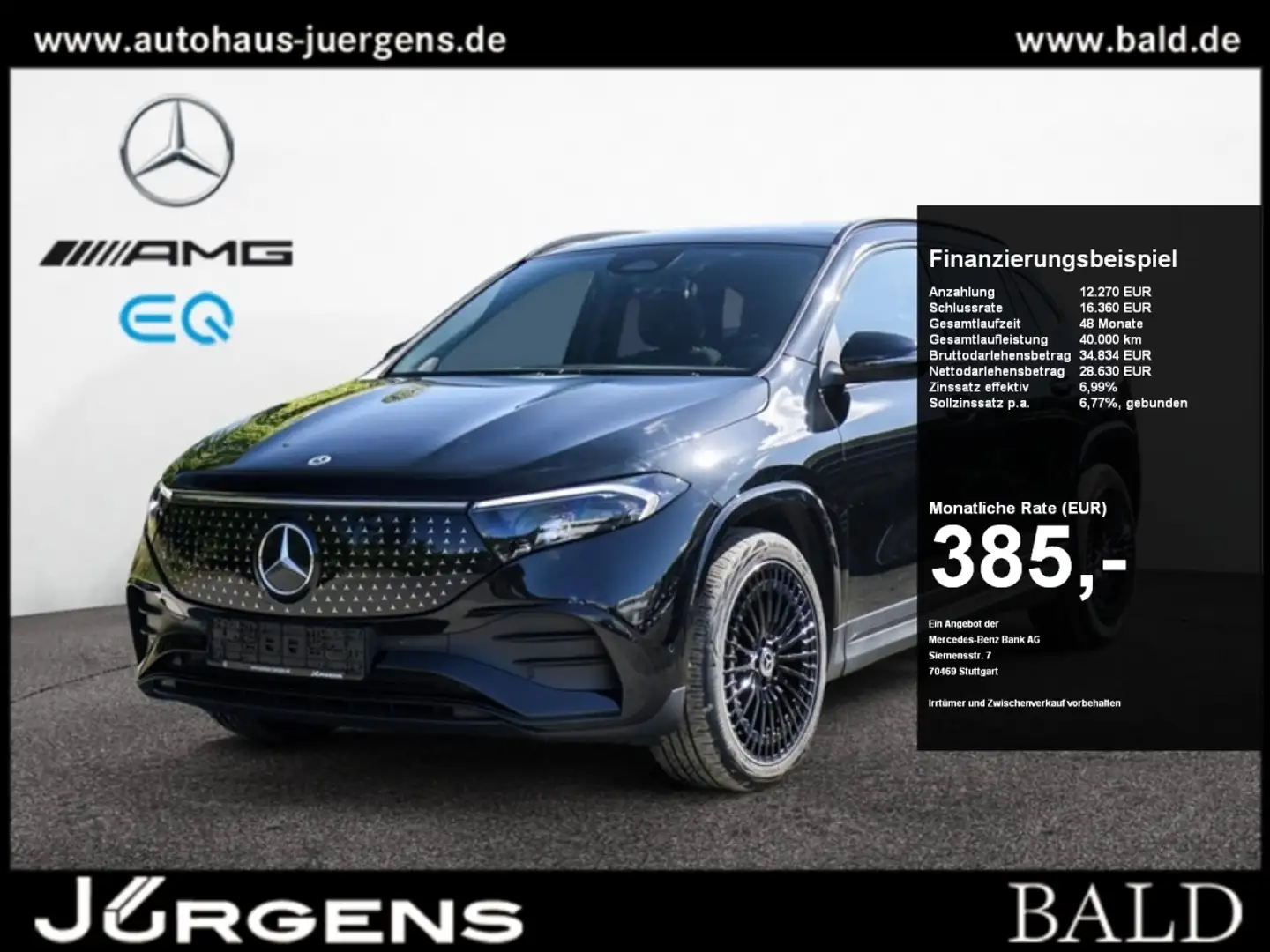 Mercedes-Benz EQA 250 AMG-Sport/Pano/AHK/Distr/Night/Mopf/20' Schwarz - 1