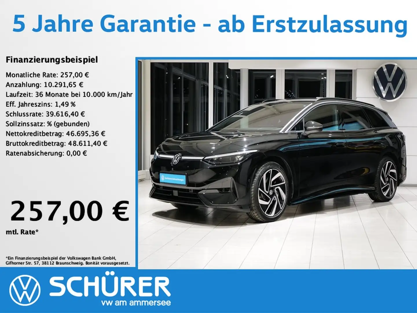 Volkswagen ID.7 Tourer Pro S Wärmepumpe DCC AHK Keyless 360° Schwarz - 1
