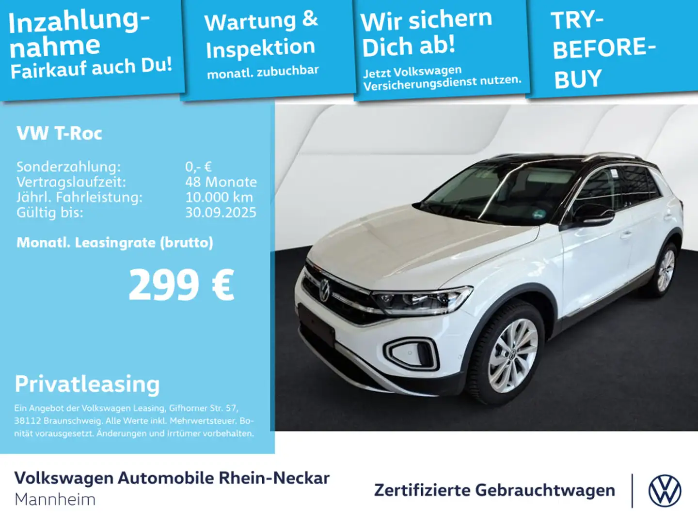 Volkswagen T-Roc 1.5 TSI Style DSG Navi AHK LED uvm Weiß - 1