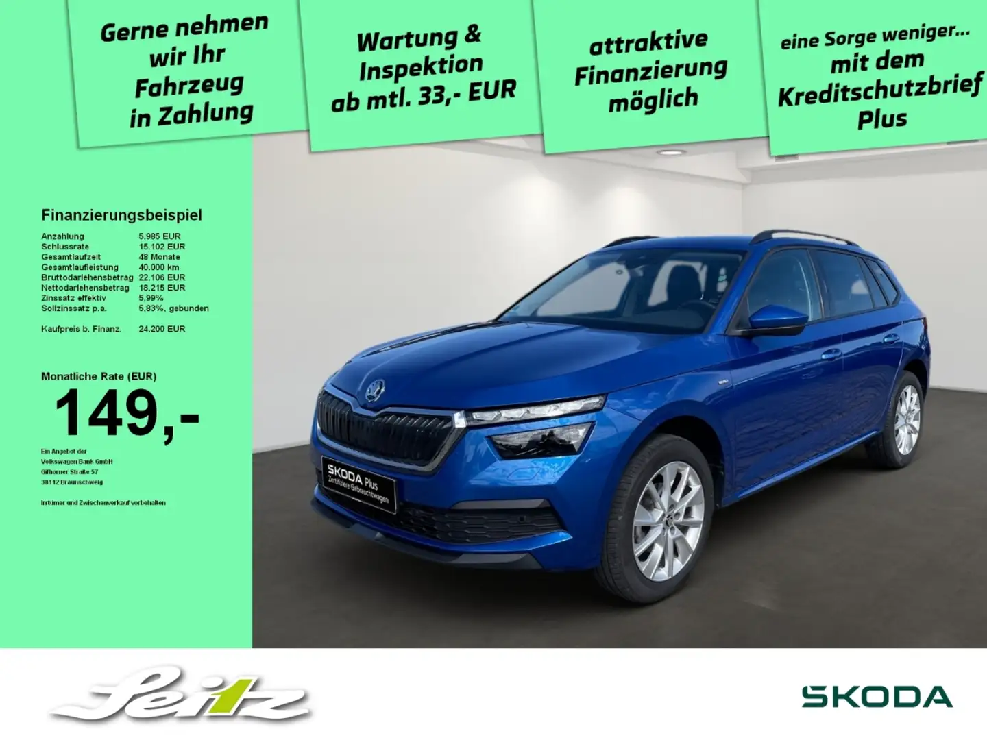 Skoda Kamiq 1.5 TSI Tour *KAMERA*NAVI*LED* Blau - 1