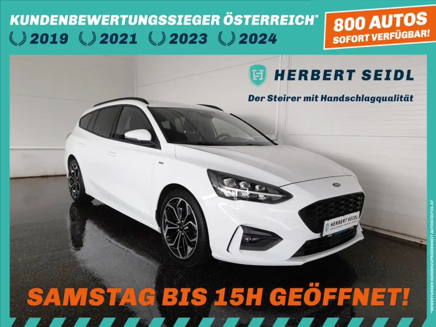 Ford Focus Traveller 1,5 EcoBlue ST-Line Aut. *18 ZOLL / LED / NAVI / ACC / KAMERA / VERKEHRSZEICHEN + SPURHALTEASSIST* Weiß - 1