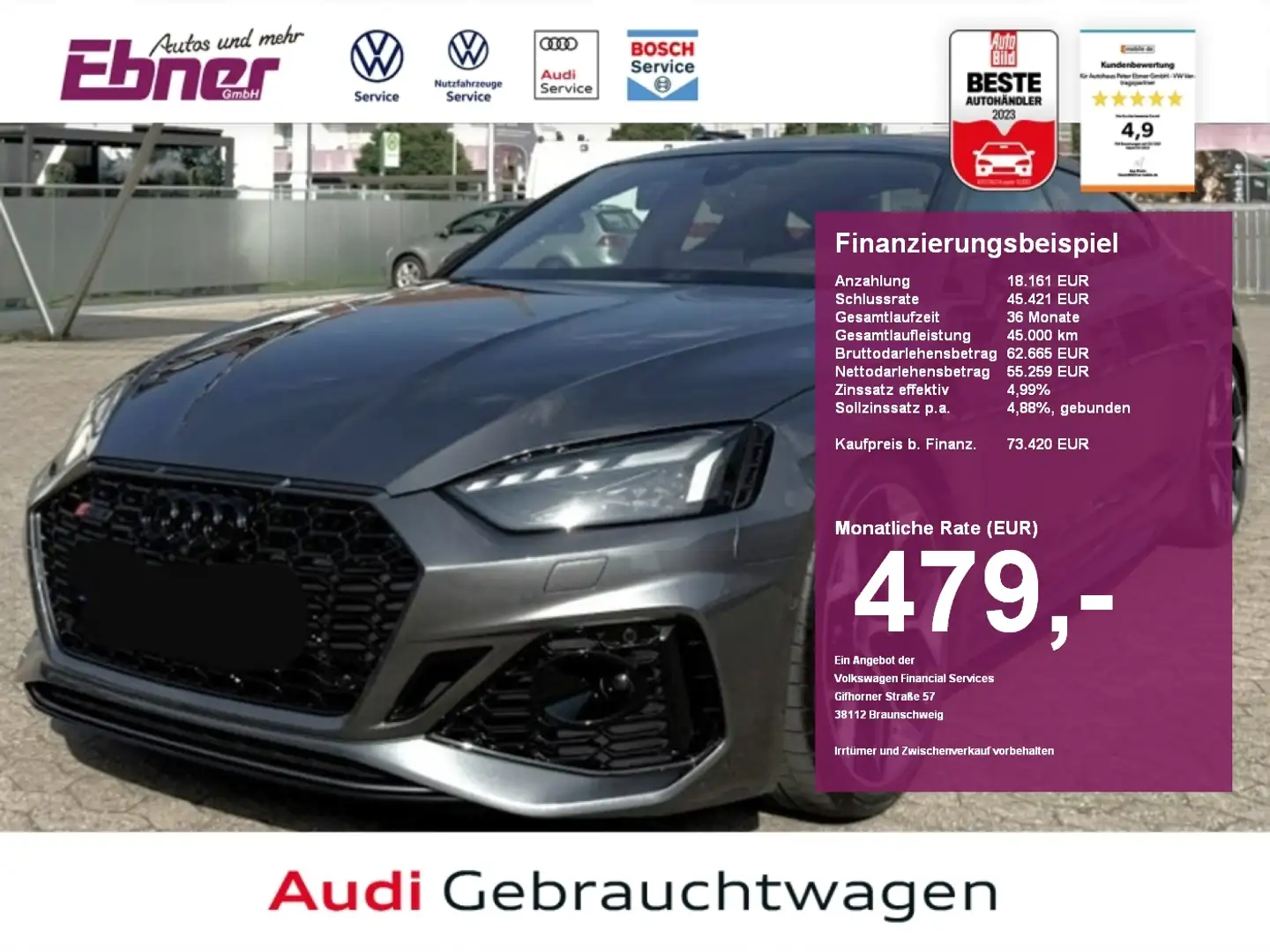 Audi RS5 Sportback COMPETITION PLUS 290VMAX NP:121tEUR! PAN Gri - 1