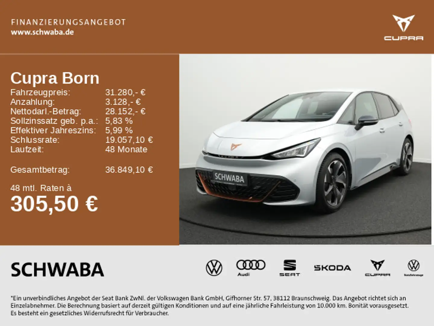 CUPRA Born Batt-Kap. 63 kW/h Wärmep.*NAV*ACC*R-KAM*19" Zilver - 1