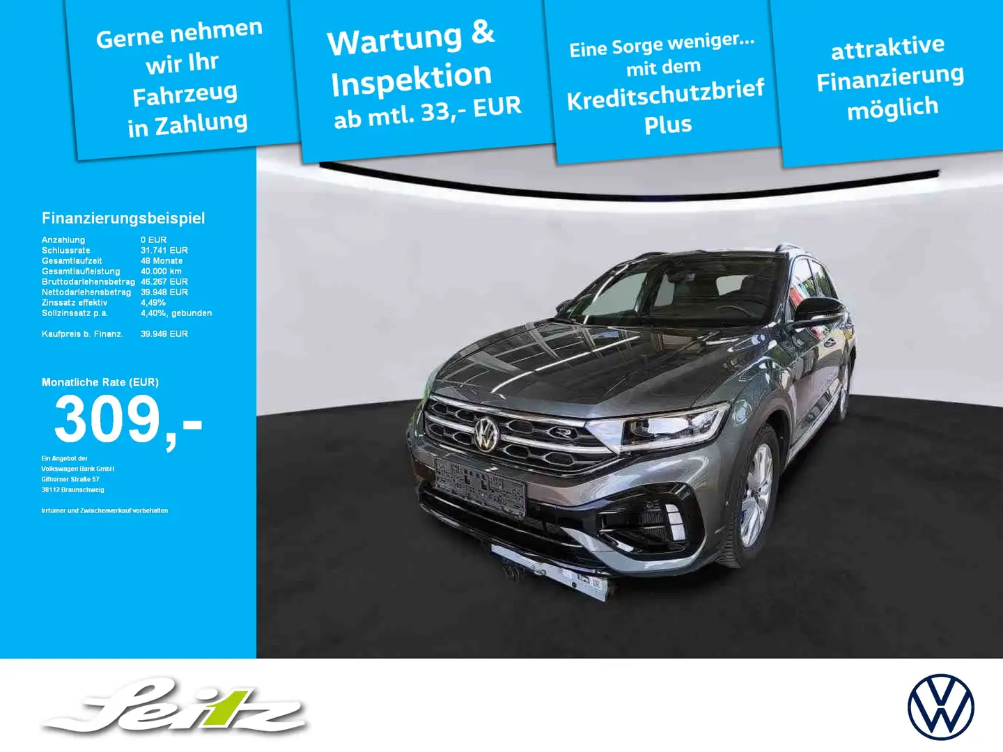Volkswagen T-Roc 2.0 TSI 4M R *AHK*BEATS*PANO*MATRIX* Grau - 1