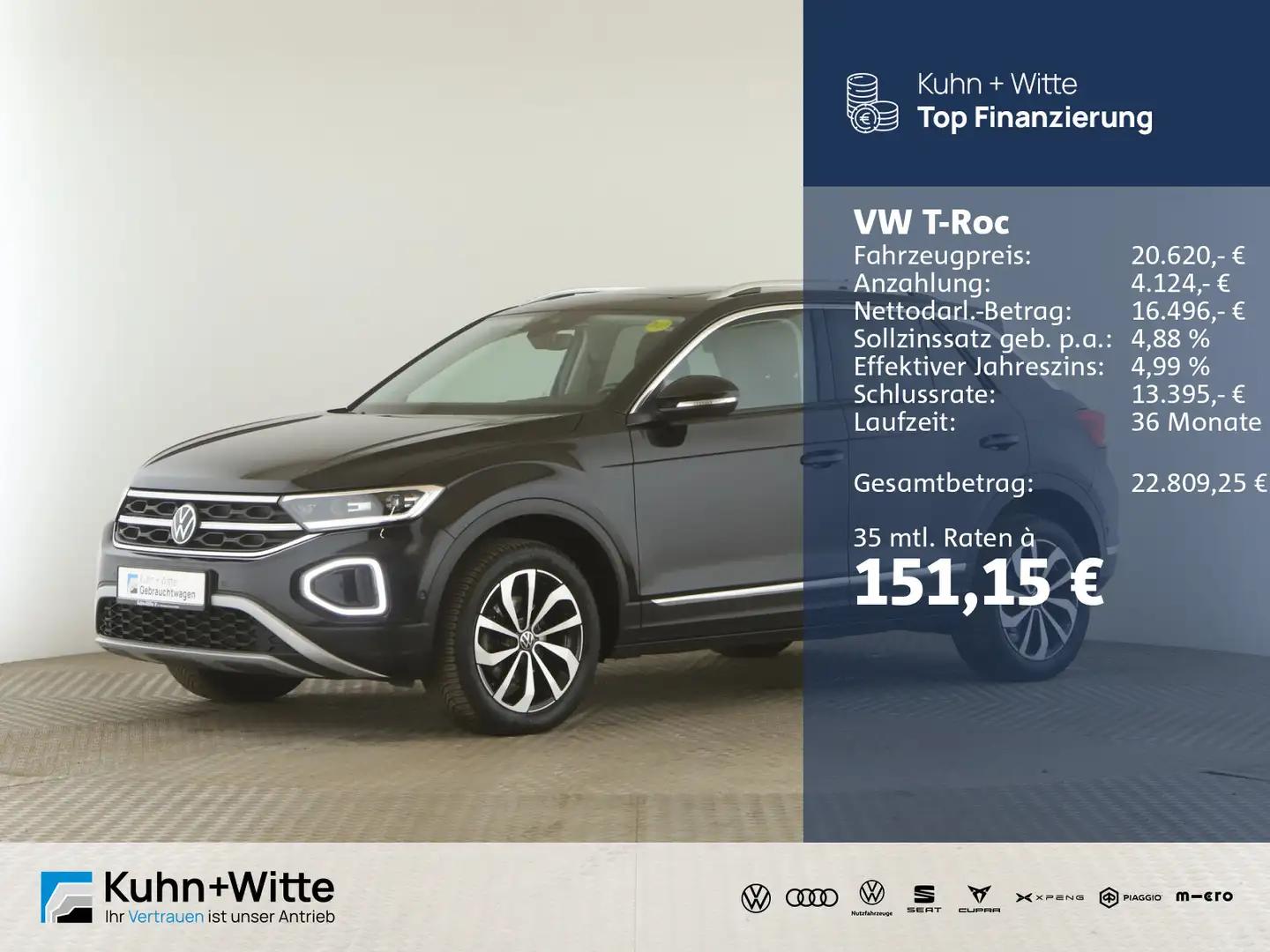 Volkswagen T-Roc 1.0 TSI Style *ACC*Pano*PDC*Navi*Beats*App Zwart - 1