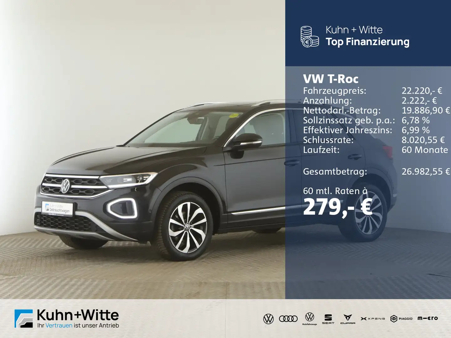 Volkswagen T-Roc 1.0 TSI Style *ACC*Pano*PDC*Navi*Beats*App Schwarz - 1