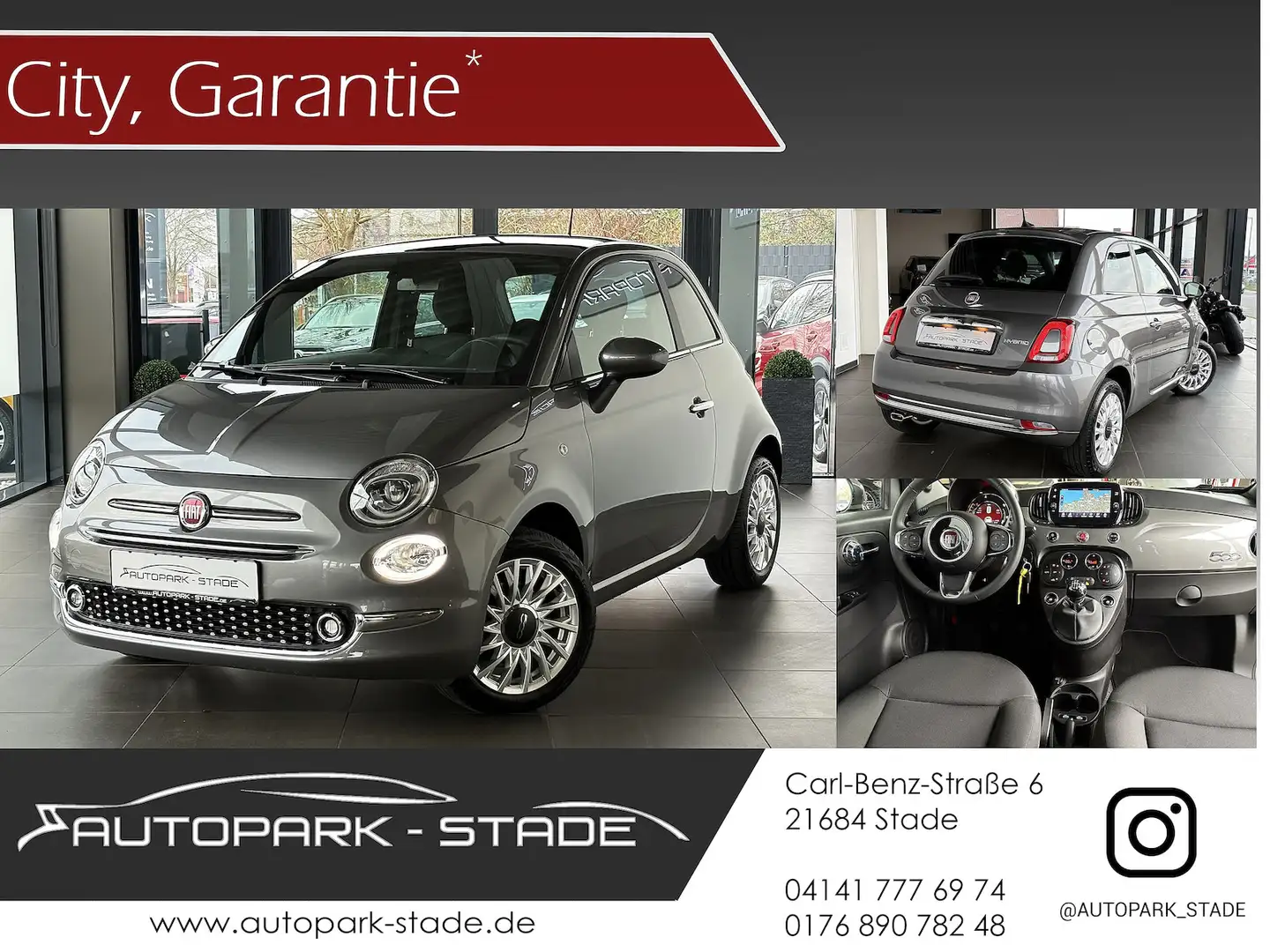 Fiat 500 1.0 Mild Hybrid Dolcevita Navi Panorama PDC Grau - 1