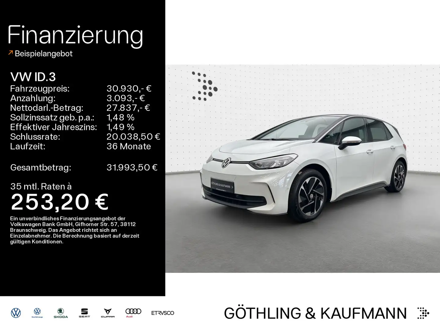 Volkswagen ID.3 Pro *NAVI*KAM*SHZ*18Zoll*ACC*Komfortpaket* Weiß - 1