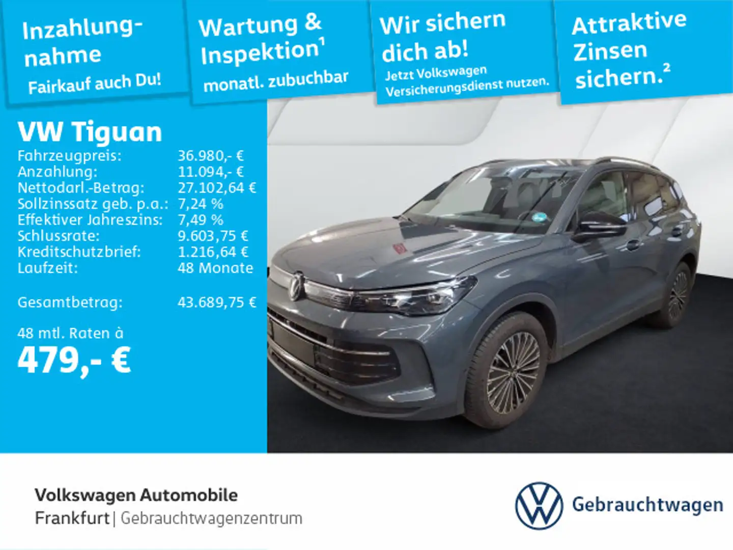 Volkswagen Tiguan 2.0 TDI DSG Goal DAB+ IQLight Navi AreaVi Grau - 1