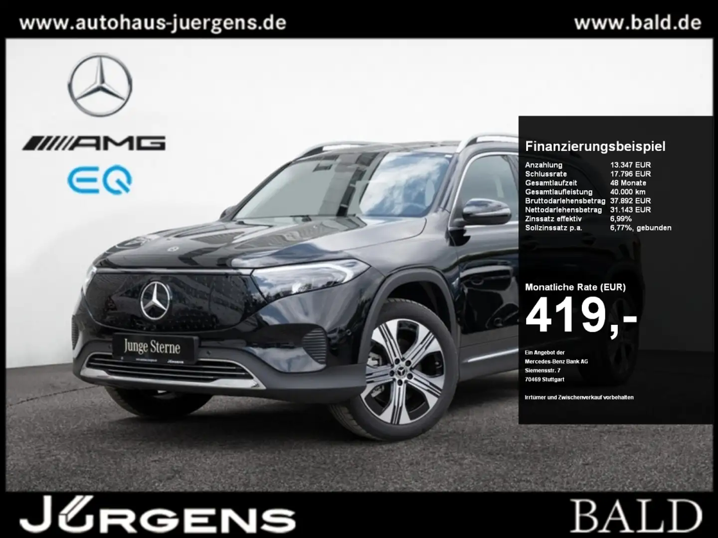Mercedes-Benz EQB 350 4M Progressive/LED/Cam/Pano/Distr/7Sitze Noir - 1