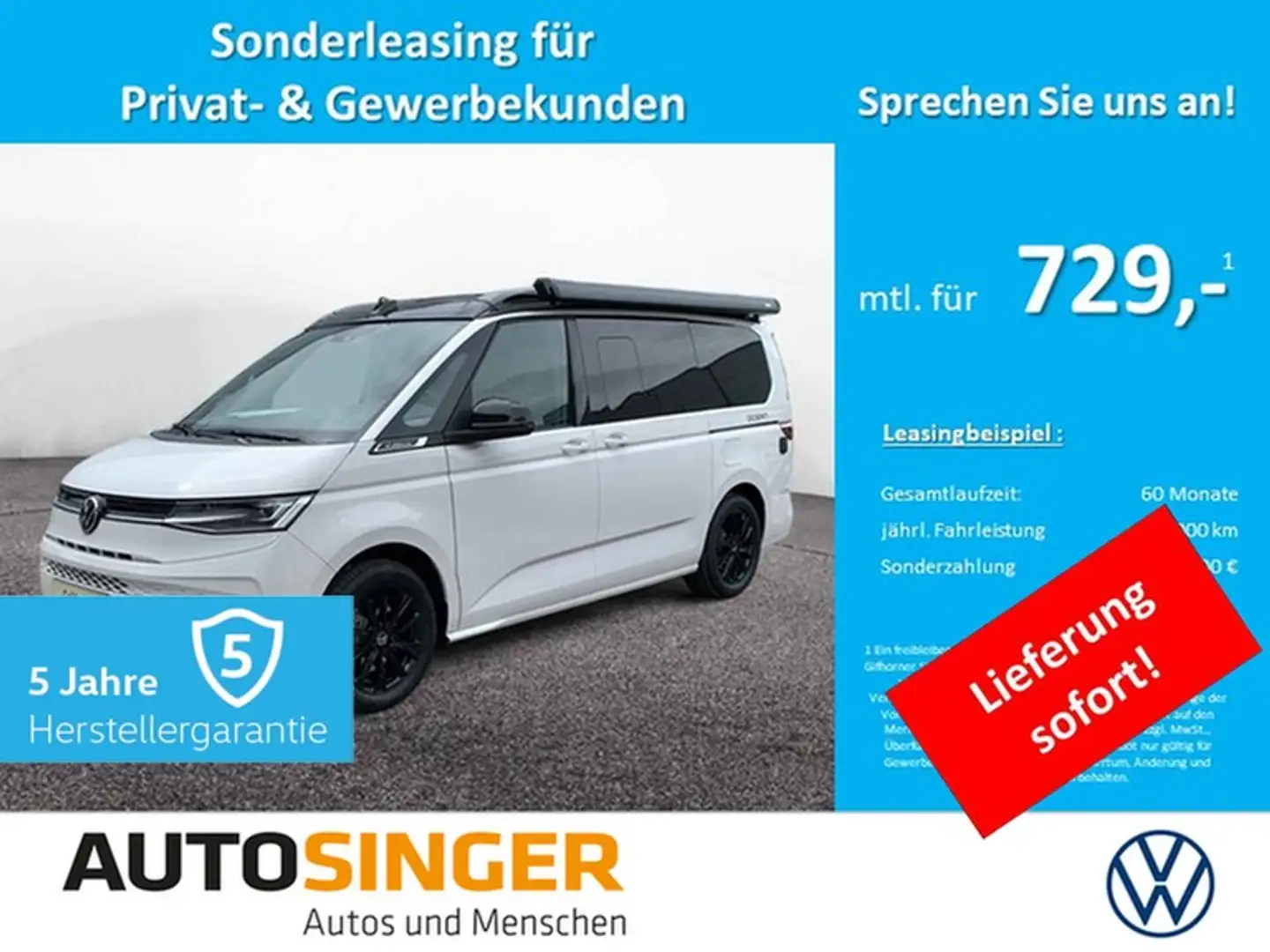 Volkswagen T7 California Ocean eHybrid AHK*ELEK.DACH*MATRIX White - 1