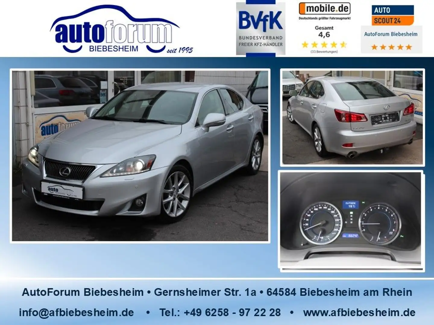 Lexus IS 250 Luxury Line Memory*R-Kamera*Xenon*AHK Silber - 1