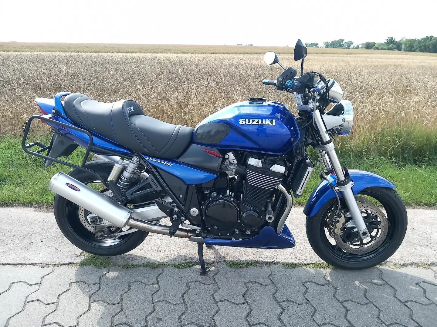 Suzuki GSX 1400 BOS Stahlflex LSL LED USB Koffer G-Pack Bleu - 2